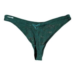 Fleur du Mal Le Stretch Lace Thong Lingerie Emerald Green